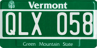 VT license plate QLX058