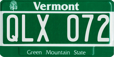 VT license plate QLX072