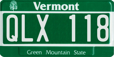 VT license plate QLX118