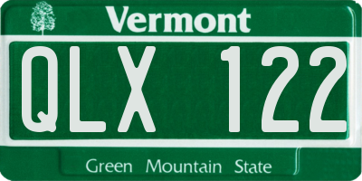 VT license plate QLX122