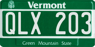 VT license plate QLX203