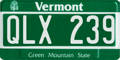 VT license plate QLX239