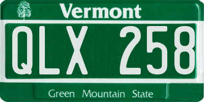 VT license plate QLX258