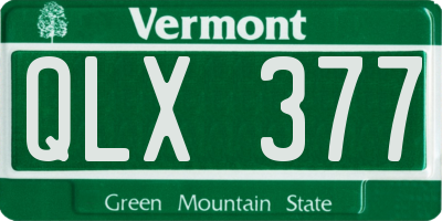 VT license plate QLX377