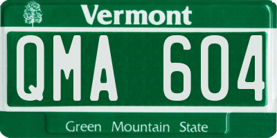 VT license plate QMA604
