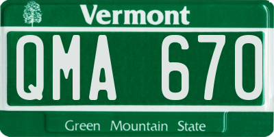 VT license plate QMA670