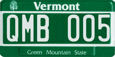 VT license plate QMB005