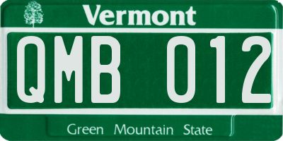 VT license plate QMB012