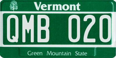 VT license plate QMB020