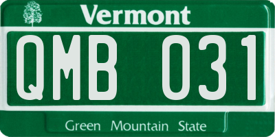 VT license plate QMB031