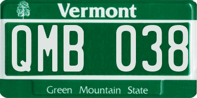 VT license plate QMB038