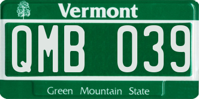 VT license plate QMB039