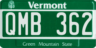 VT license plate QMB362