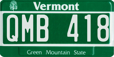 VT license plate QMB418