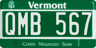 VT license plate QMB567