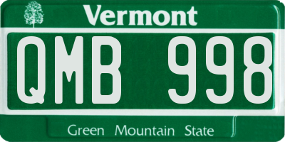 VT license plate QMB998