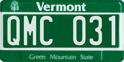 VT license plate QMC031