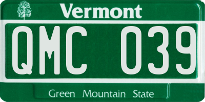 VT license plate QMC039