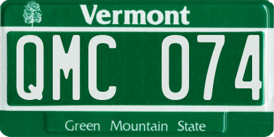 VT license plate QMC074