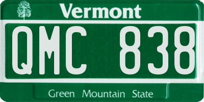 VT license plate QMC838