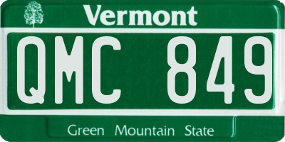 VT license plate QMC849