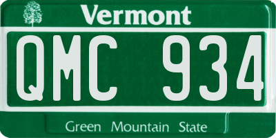 VT license plate QMC934