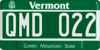 VT license plate QMD022