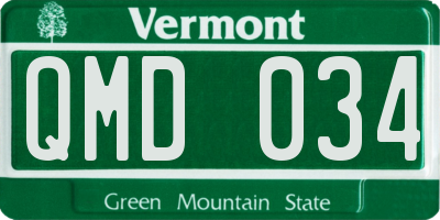 VT license plate QMD034