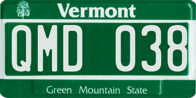 VT license plate QMD038