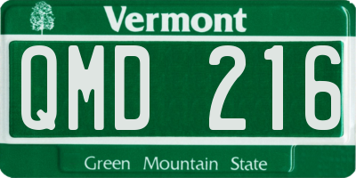 VT license plate QMD216