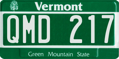 VT license plate QMD217