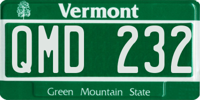 VT license plate QMD232