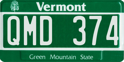 VT license plate QMD374