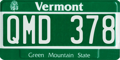 VT license plate QMD378