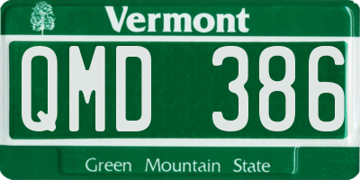 VT license plate QMD386
