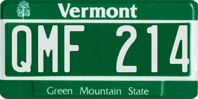 VT license plate QMF214