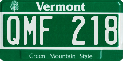 VT license plate QMF218
