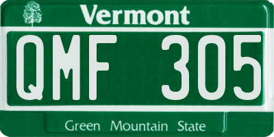 VT license plate QMF305