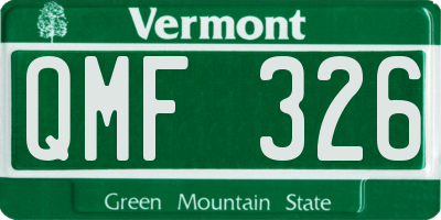 VT license plate QMF326