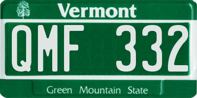 VT license plate QMF332