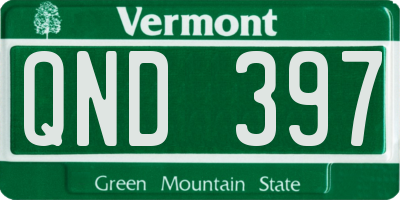 VT license plate QND397