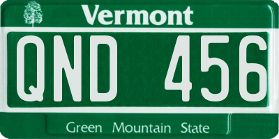 VT license plate QND456