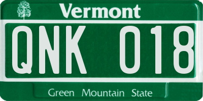 VT license plate QNK018