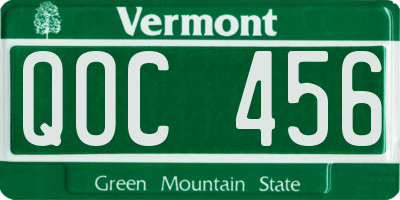 VT license plate QOC456