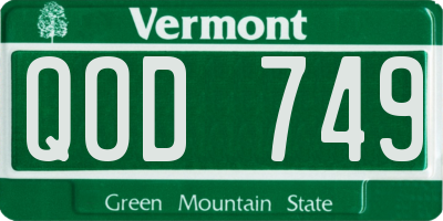 VT license plate QOD749