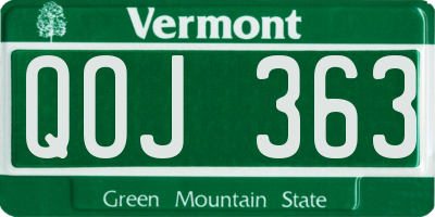 VT license plate QOJ363