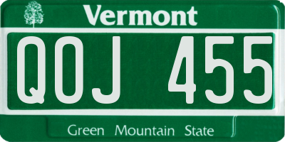 VT license plate QOJ455