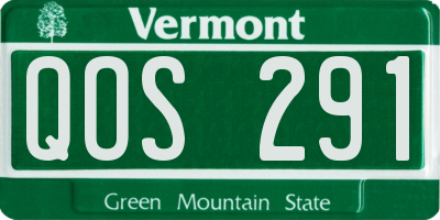 VT license plate QOS291