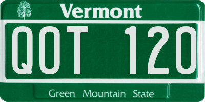 VT license plate QOT120
