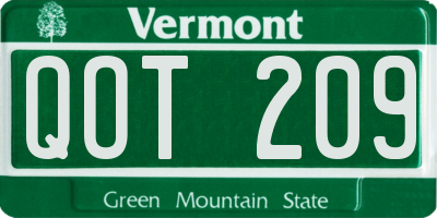 VT license plate QOT209